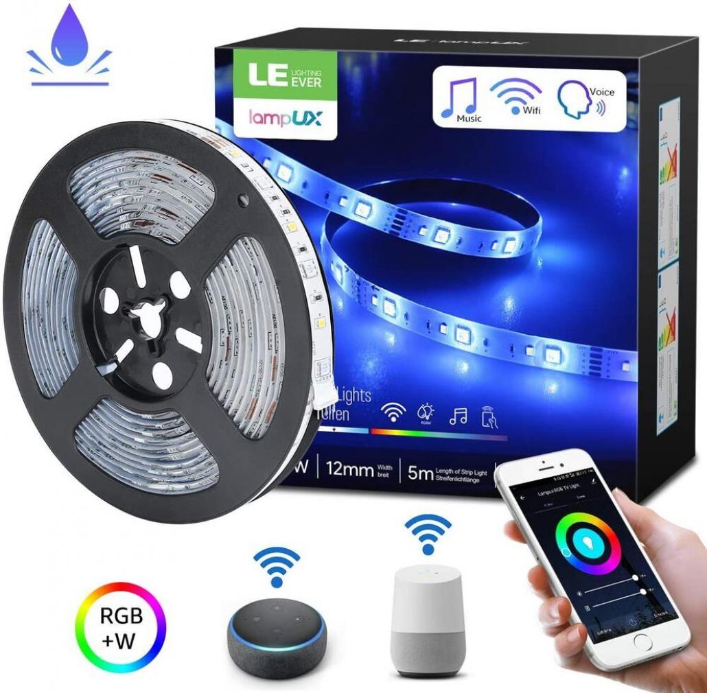 LED Strip Alexa, Smart LED Strip 5M RGB en Wit, Muziek WiFi LED Strip RGBW IP65